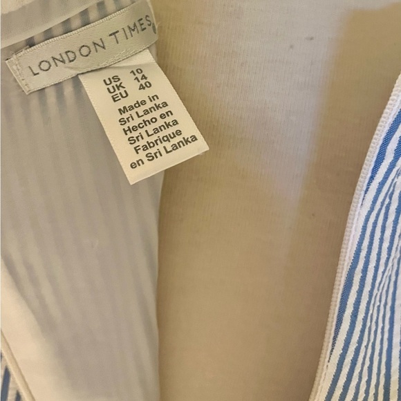 London Times Blue and White Striped Dress women’s size 10 - Picture 2 of 4